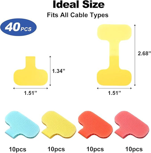 SZ.haitun 40 Pack Cable Labels Tags, Multi-Color Write On Wire, Cord Tags and Charger Labels Waterproof for Cable Management and Identification Electronics (Oval)