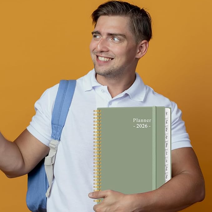2026 Planner - Weekly Monthly Planner 2026 from January 2026 to December 2026 with 12 Monthly Tabs, Flexible Cover, Inner Pocket, 8.5" x 11", Green