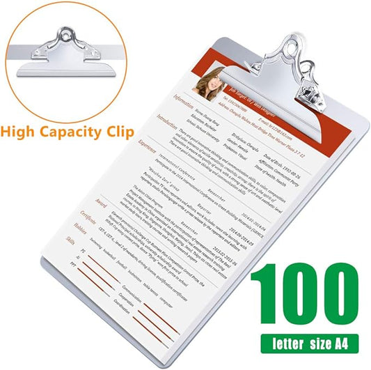 Metal Clipboard, Contractor Heavy Duty Aluminum Clipboard with High Capacity Clip, Rust-Proof Plate for Letter Size and A4 Paper Sheet, Supplies for Office, Jobsite, Medical, School, Law Enforcement