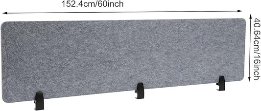 ReFocus Raw Clamp-On Acoustic Desk Divider Mounted Privacy Panel Set – Reduce Noise & Visual Distractions for Office, Study (Castle Gray, 2× Panels (60"×16"))