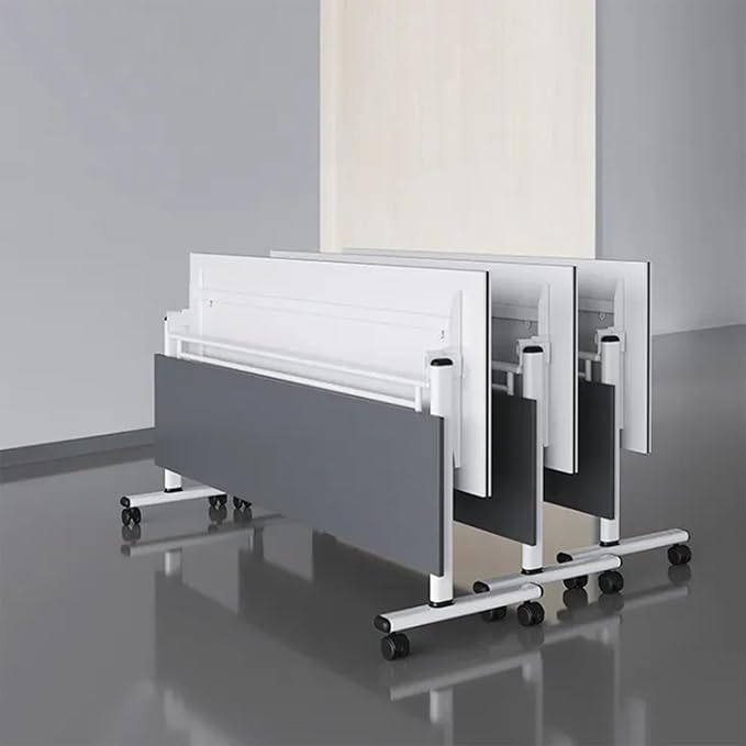Conference Table,Folding Office Conference Room Tables On Wheels,Flip Top Mobile Folding Conference Table with White Tabletop Conference (4Pack160*60 * 75cm)