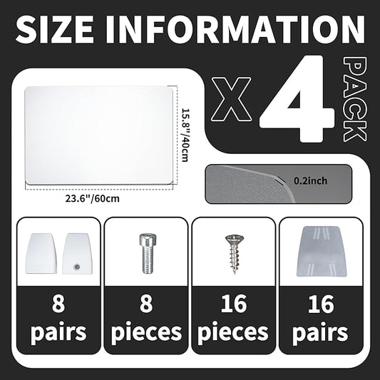 GOOFCXO 4 Pcs Desk Divider Privacy Panel 23.6 x 15.8 Inch Counter Desk Acrylic Panel Holder Free Standing Privacy Shield Work Station Desk Divider Partition for Offices Schools Call Centers (Frosting)