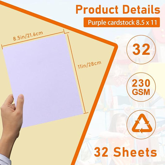 Guakicae 32 Sheets Light Purple Cardstock 8.5 x 11 Craft Paper, 230gsm/80lb Premium Lavender Card Stock Printer Paper for DIY Cards Making, Invitations, Greeting Cards, Certificates