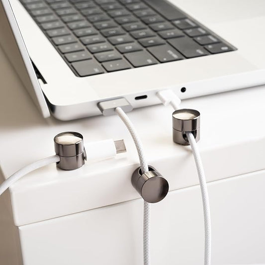 ICONIT Cable Anchors for Desk Organization Gun Metal | Premium Aluminum Cord Organizers | Charger + Cable Management Clips for Home & Office | Stylish, Sturdy, & Functional | (3 Pack)