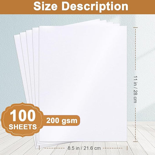 Silunkia 100 Sheets White Shimmer Cardstock 8.5 x 11 Certificate Paper, 75lb Glossy White Card Stock Printer Paper for Thank You Cards, Business Cards, Wedding Invitations, Scrapbooking