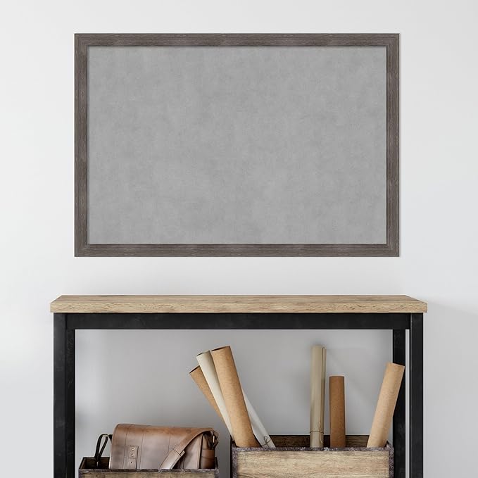 Amanti Art Grey Framed Magnetic Board 27x39 Large Vision Board for use with Magnets, 100% Metal Sheet to Display Items as Office Decor or for Home Organization in mudroom, Kitchen or Kids Room