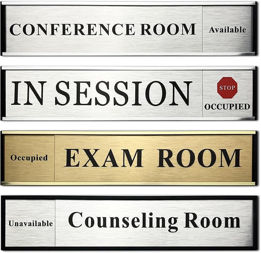 SINKAA Custom Slider Sign for Door and Wall - 2 X 10 inch Custom Slider Sign for Home, Office, Hotels, Hospital, Conference Room, Slider Door sign with Aluminum Holder