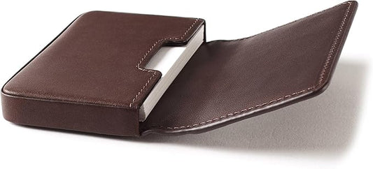 Leatherology Premium Mahogany Business Card Case, Magnetic Closure ID Holder, Full Grain Leather