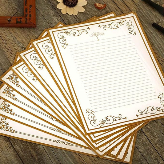 8 Pcs Vintage Letter Papers Set Printable Writing Paper Lined for Wedding Invitation Greeting Love Letters with Envelopes for Girls Women Men Stationary
