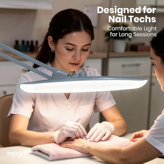 Neatfi XL 2,200 Lumens LED Desk Lamp with Clamp, 24 Watt Bright Architect Task Lamp, 20 Inches Dimmable Computer Light, Adjustable Desk Light for Home, Office, Crafts, Nails & Hobbies (Non-CCT, Gray)