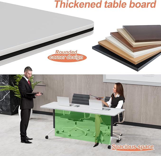 Conference Table Flip Top Mobile Conference Room Tables,Folding Conference Table with Wheels,Large Meeting Training Seminar Table Saving Space for Office Classroom(6A,47.2'')