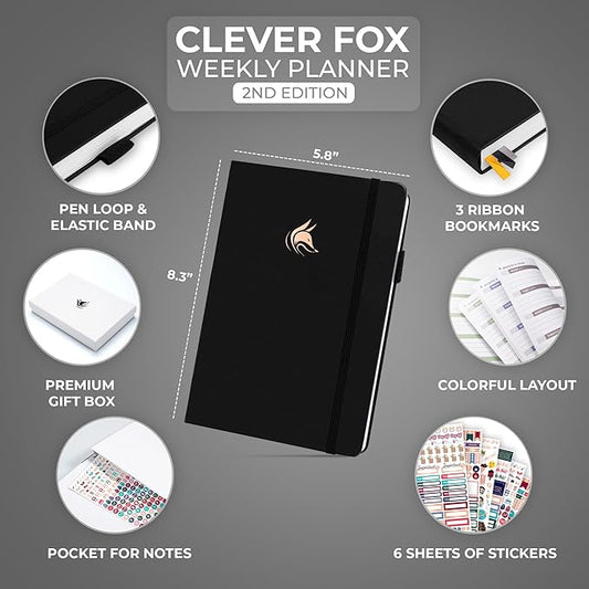 Clever Fox Planner 2nd Edition (Black, A5)