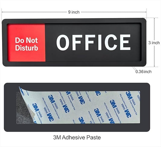 Office Sign – Do Not Disturb/Knock Welcome Slide Switch Sign, Premium Durable Acrylic Material, Super Strong Self-Adhesive, Quick Installation, Suitable For Your Home And Business (9×3 Inches, Black)
