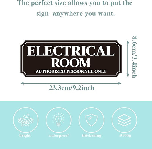 Electrical Room Door Sign for Business,Self-Adhesive Durable Modern Electrical Closet Room Sticker for Home, UV and Weather Resistant Authorized Personnel Only Signs for Business ,Workplace