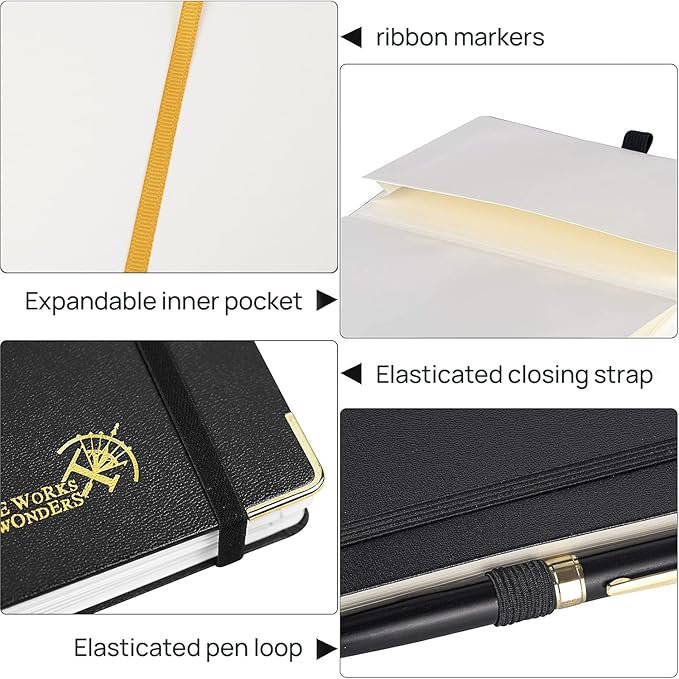 POPRUN Spiral Bullet Dotted Journal Notebook, 7-1/4" x 9-1/2" - 120 GSM Thick Paper, 220 Numbered Pages, Hardcover for Men & Women with Pocket, Index Tabs, 8 Perforated Sheets, Navy Blue