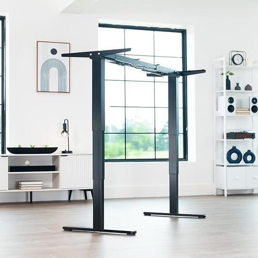 VIVO Electric Dual Motor Stand Up Desk Frame for 40 to 85 inch Table Tops, Frame Only, 3 Stage Height Adjustable DIY Workstation with Memory Controller, Black, DESK-V103E