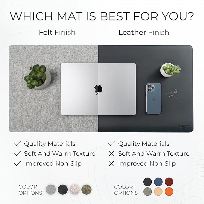Nordik Large Felt Desk Mat — 35 × 17 in, Stone Oat Beige