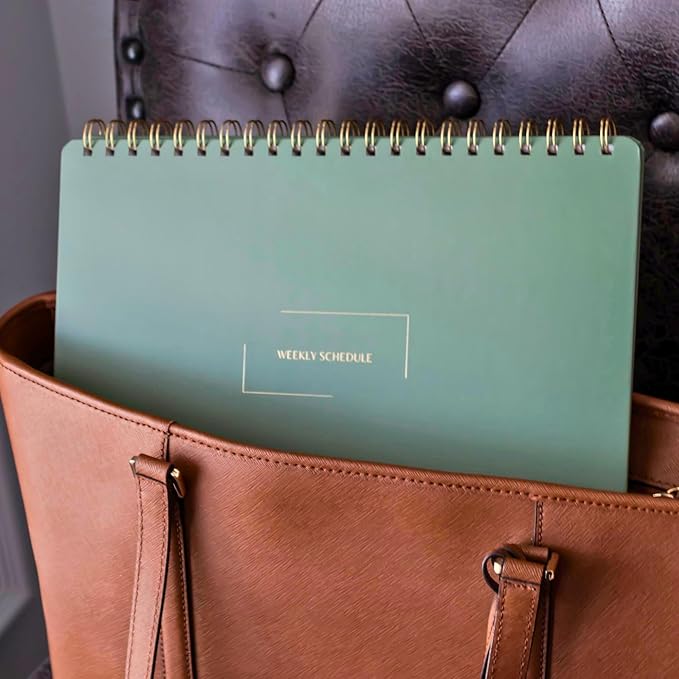 Merely Home | Durable & Sleek | Undated Daily and Weekly Planner | 8.25" x 11.75" | To Do List Notebook for Work | Simple Design | Multiple Layouts | Planner and Notebook in One (Rust, Weekly Schedule - Landscape)