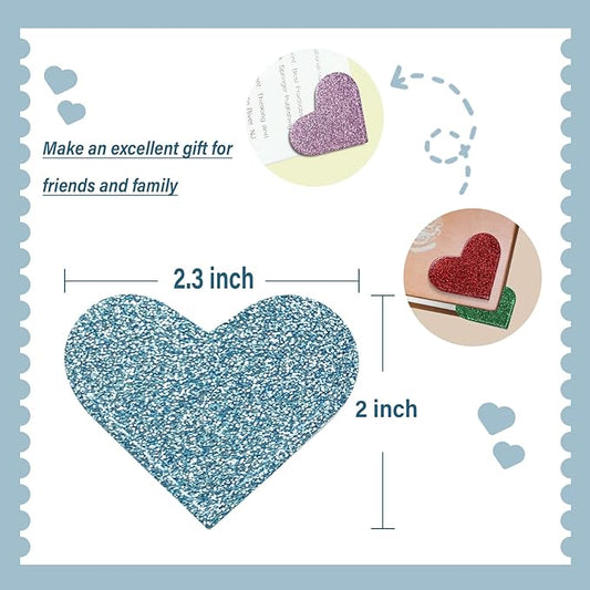 Leather Heart Bookmarks - Winjeto 6 Pieces Cute Corner Page Book Marks for Teachers Students Book Reading Lovers, for School Office Home Supplies (Glitter(6pcs))