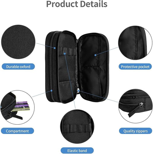 Blue Sports-Themed Pencil Case with Soccer Balls Pattern, Large Capacity Durable Pencil Box Storage Pen Bag with Zippers, Soccer Pencil Pouch Stationary Case for Boys Girls