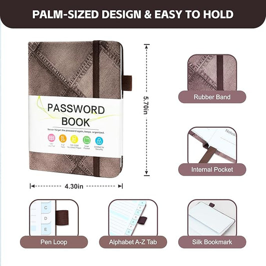 MOSA BEAR Password Keeper Book with Alphabetical Tabs,4.3"x5.7" Small Password Books for Seniors Password Notebook for Internet Website Address Log in Detail(NZBR)