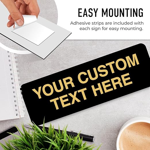 Custom Wall or Door Sign, Personalized Square Plaque Engraved Message for Bussiness, Property and Home Indoor/Outdoor, 3x9 Inches, Made in USA by Sigo Signs