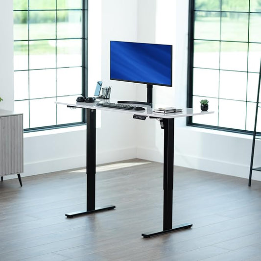 VIVO Electric Dry Erase 60 x 24 in Standing Desk, Memory Height Adjustment, 1B Series, Holds 220 lbs, Whiteboard Top Black Frame, DESK-KIT-1B6WE