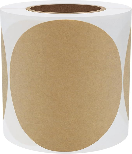 Hybsk Round Color Coding Circle Dots Labels Warehouse Inventory Organizer Stickers (4 inch, Kraft)