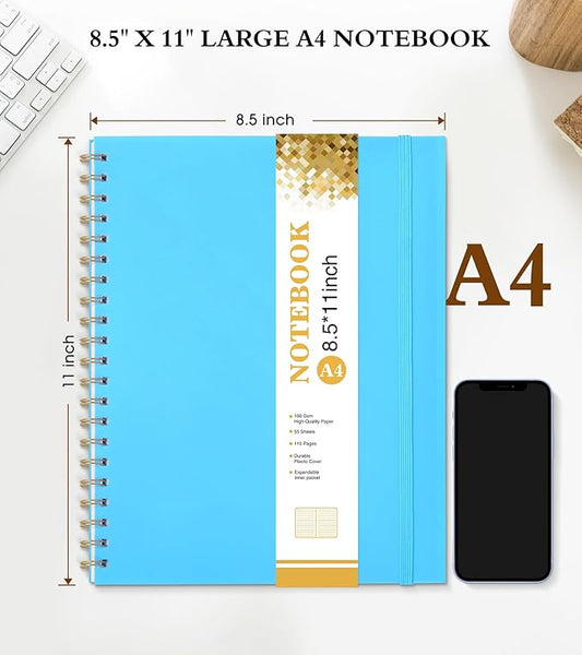 UEBZFOCS Spiral Notebook Journal — 8.5×11 in (A4), Blue