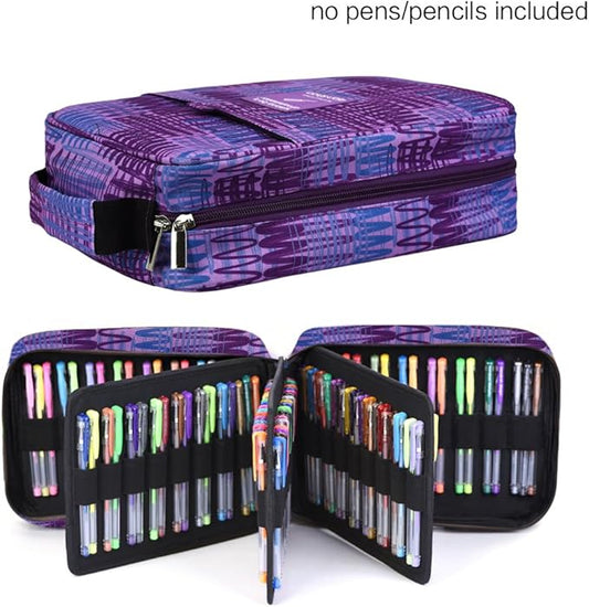 qianshan Pencil Case Holder Slot - Holds 202 Colored Pencils or 136 Gel Pens with Zipper Closure - Large Capacity Pen Organizer for Watercolor Pens or Markers - Perfect for Beginner and Artist Purple