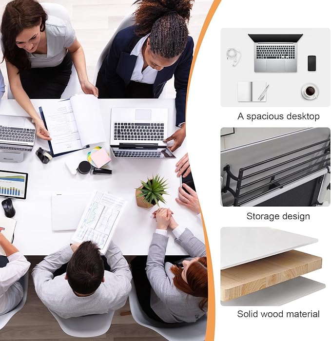 Conference Table,55.1''Folding Conference Room Table for 4-12 People,Mobile Flip Top MeetingTraining Table with Different Coulor and Styles for Offices, Classrooms,Meeting Room (2, 47.2''C)