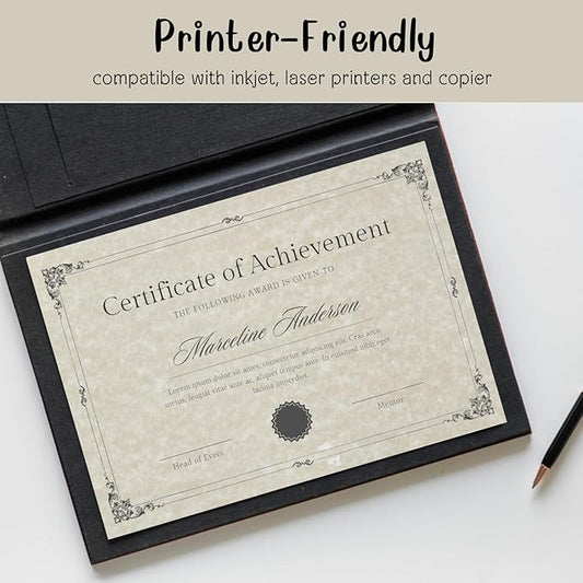 Parchment Resume Paper - 8.5 x11" Double-Sided Certificate Paper - 100 GSM Textured Stationary for Menus,Invitations,Resumes,Diplomas - Printing & Writing Friendly (Ivory,25 Sheets)
