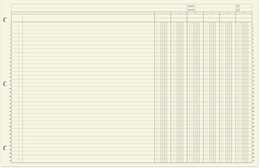 BookFactory Ledger Pad/Large 6 Column Accounting Ledger Columnar (Six Columns) Pads - 17'' x 11'', 50 Pages, Notepad Landscape Format (Made in USA)