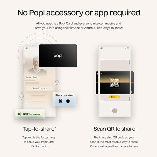Popl Smart NFC Business Card - Sleek Modern Digital Business Card w/Instant App-Free Sharing - Customizable NFC Cards Compatible w/iPhone & Android (Black)