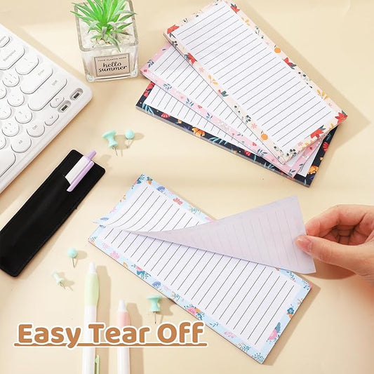 Thboxes 4 Pack Magnetic Note Pad for Fridge with Pen Holder, Totally 200 Sheets Magnetic To Do List, Shopping List, Grocery List, Memo Pads for Refrigerator(Floral Design)