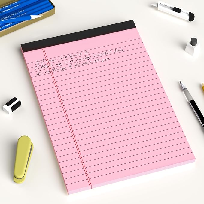 AILZFEI Pink Purple Small Legal Pad 5 x 8 College Ruled Color Legal Pads Paper Notepads 6 Pack Sturdy Back Writing Pads 5 x 8 Note Pads Perforated Narrow Ruled Pads of Paper