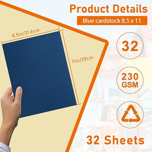 Guakicae 32 Sheets Navy Blue Cardstock 8.5 x 11 Craft Paper, 80lb Heavyweight Paper Card Stock for DIY Card Making, Wedding Invitations, Thanksgiving Cards, menus