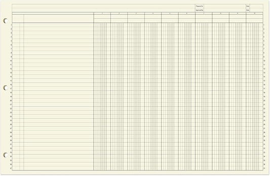 BookFactory Ledger Pad/Large 10 Column Accounting Ledger Columnar (Ten Columns) Pads - 17'' x 11'', 50 Pages, Notepad Landscape Format (Made in USA)