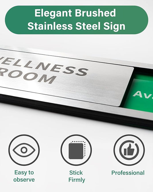 Meeting Room Sliding Door Signs Do Not Disturb, In Use/Available Slider Sign for Home Office Conference Vacant Occupied Privacy Slide Door Sign,Brushed Silver