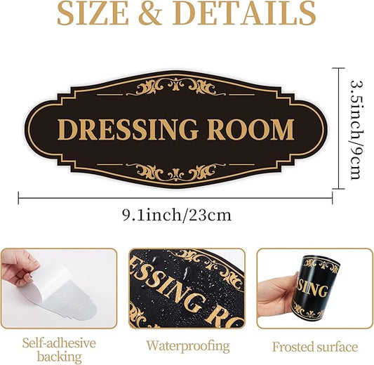 Dressing Room Sign for Door,Self-Adhesive Waterproof Vinyl Vintage Changing Room Signage Sticker, Fitting Room Decor for Home, Business, Shop, Theaters, Clothing Stores, Gyms, Hotels