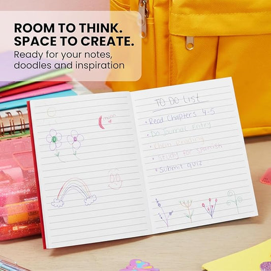 A6 Lined Journals 24 Pack – Mini Notebooks for Writing, Note Taking, or Sketching – Small Journal Bulk Set for Students, Kids, School, or Office Use – 6 Assorted Bright Colors, 4.3x5.5 Inch