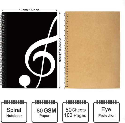 MAXCURY Blank Sheet Music Composition Manuscript Staff Paper Art Music Notebook Black 100 Pages 26x19cm (Black)