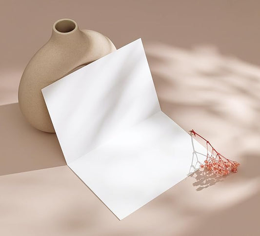 4x6"Plain White Folding Tent Cards (Set of 50)-8x6"Folds to 4x6"- Simple Blank Card Stock for Writing, Stamping, Drawing - Make Your Own Note, Thank You Cards