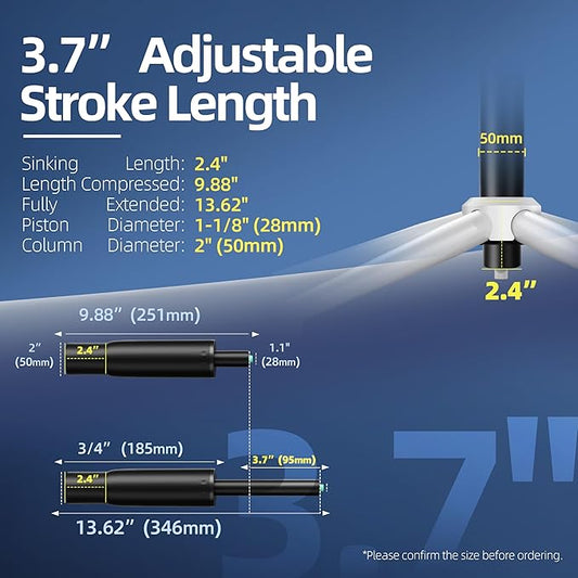 7 Inches to 11 Inches Short Office Chair Cylinder Replacement, 4" Stroke, Heavy Duty 1000 lbs, Lower the Seat Height by 2", Fit for Office Chair High Base Short Person, Class 4 (Sinking 2.4")