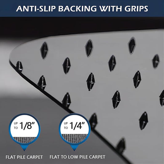 SALLOUS Office Chair Mat for Carpet, 45" x 53" Heavy Duty Chair Mat for Carpeted Floors,Non-Slip Floor Mat with Extended Lip, Floor Protector Computer Desk Mat for Home Office (Black, T-Shape)