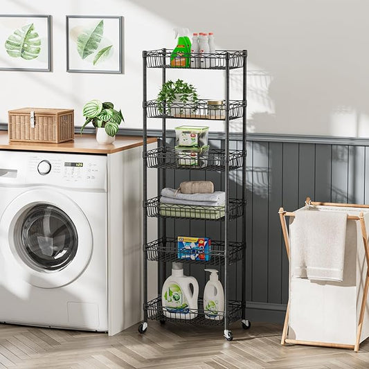SINGAYE Shelf Closet Wire Shelving:Adjustable Metal Unit for Laundry Room Organization Bathroom Kitchen Home Storage with Wheels Pantry Rack Shelves