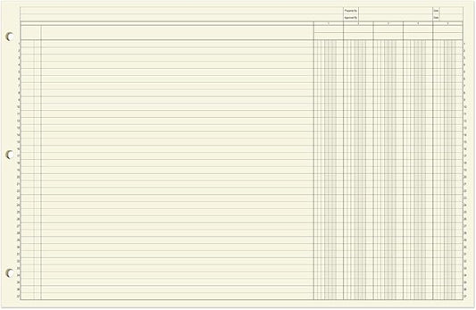 BookFactory Ledger Pad/Large 5 Column Accounting Ledger Columnar (Five Columns) Pads - 17'' x 11'', 50 Pages, Notepad Landscape Format (Made in USA)