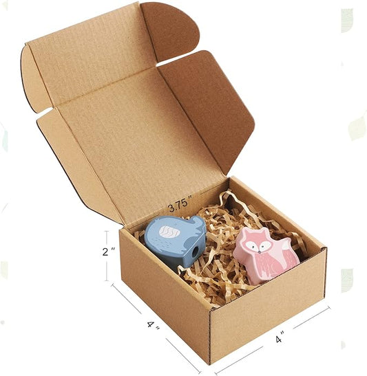 Eupako Small Shipping Boxes 4x4x2 Inches - 50 Pack Brown Corrugated Cardboard boxes for Packaging Small Business, Mailer Box