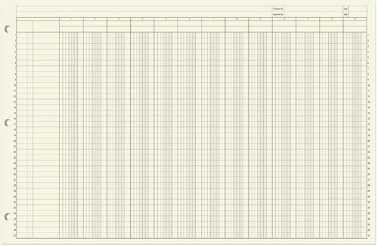 BookFactory Ledger Pad Large 13 Column Accounting Ledger Columnar (Thirteen Columns) Pads - 17'' x 11'', 50 Pages, Notepad Landscape Format (Made in USA)