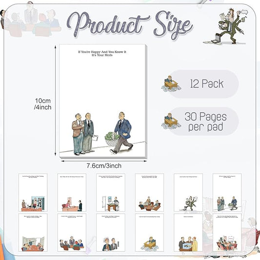 Funny Notepads with Sayings Sticky Funny Office Supplies to Do List Sarcastic Work Assorted Notepad for Workers, 12 Designs, 3 x 3.93 Inch(Novelty Style)